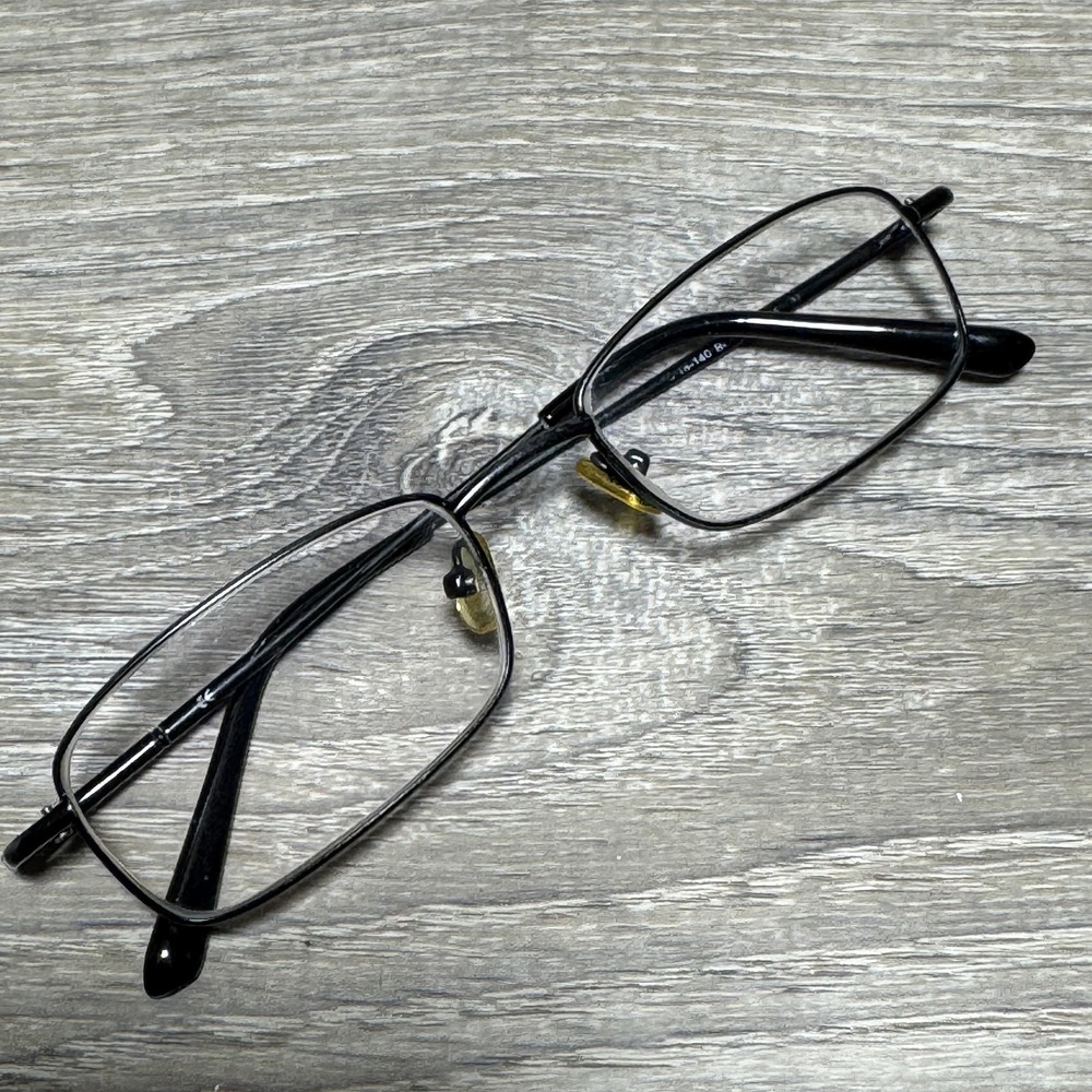 Rectangle Black Metal Eyeglasses Frames 51-17-140 Classic Mens Womens Flex Hinge